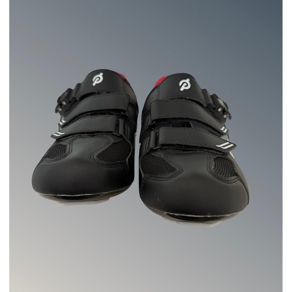 Peloton Cycling Shoes Mens US Size 12 Black Red White PL-SH-02 EU 46 With Cleats - Picture 15 of 16